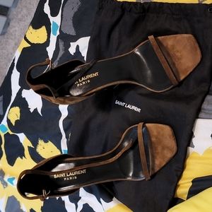 Selling  my one time used  brown  suede  opyum  Ysl heels . leather  Ankle strap